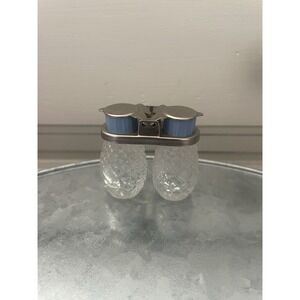 Vintage 1930s Twinette Miniature Travel Salt and Pepper Shakers with Blue Cap